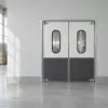 Жесткая маятниковая распашная дверь двустворчатая из сэндвич панелей 300*220